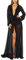 Viottiset Damen Strandkleid Bikini Cover Up Lange Ärmel Sommer Badeanzug Poncho Bademode Strickjacke Ferien Schwarz M