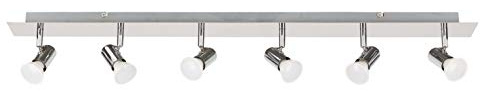 MiniSun | Modern Polished Chrome 6 Way Adjustable GU10 Ceiling Spotlight - Complete with 5w LED Bulbs [3000K Warm White] | Ceiling Lights & Home Improvements Essential | Mains Wired