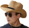 QCHOMEE Homme Chapeau de Cowboy Paille Large Bord Panama Pliable Chapeau de Plage Soleil UPF50+ Casquette Visière Protection Solaire Hat Fedora Trilby avec Sangle Menton pour Printemps Eté
