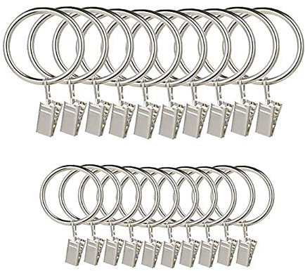 Molinter Gardinenhaken Gardinenringe Vorhangringe mit Clips Vorhang Clip für Seilspanngarnitur Seilspanner Seilspannsystem 20PCS