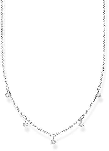 Thomas Sabo Damen Halskette weiße Steine silber 925 Sterlingsilber, 40-45 cm Länge