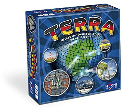 HUCH!, Terra Deutschland, Deutschlandspiel für die ganze Familie, Familienspiele ab 10, Spannendes Wissens- & Schätzspiel, Für 2 bis 5 Spieler ab 10 Jahren