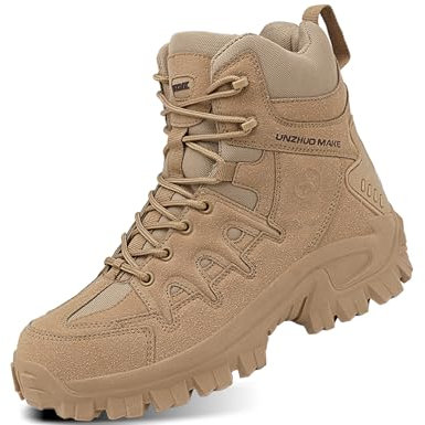 IYVW KKK 1201 Stivali da Trekking da Uomo Stivaletti con Lacci e Cerniera Antiscivolo Stivali in Pelle Traspiranti alla Moda Giallo deserto 46 EU