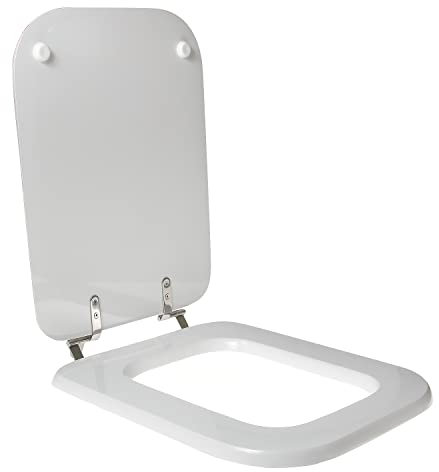 WC-Sitz für G.S.I. Time aus hochwertigem Polyester, Scharnier aus Edelstahl, Farbe: Weiß, Verschluss: normal