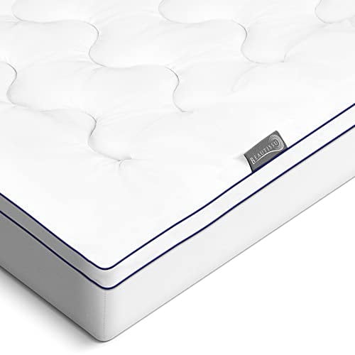 Beautissu Matratzentopper 140x200 cm mit integriertem Spannbezug Topper 140x200 cm Boxspringbett & Matratzen bis 40 cm Höhe – Matratzenauflage 3 cm Matratzenschoner rutschfest – BeauNuit MT Base