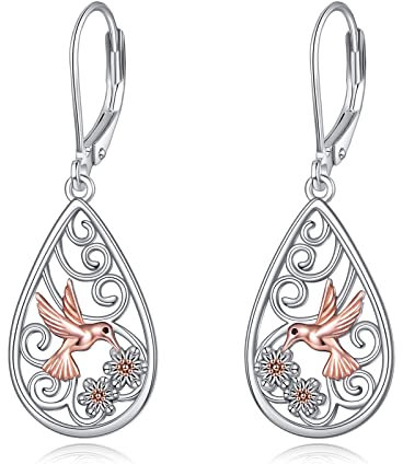 POPLYKE 925 Sterling Silber Kolibri Ohrringe Träne Dangle Ohrringe Für Damen Schmuck Geschenke Geburtstag