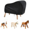 Schleuder Abdeckung für Holzpferd Schutzhülle, 420D Oxford-Stoff Abdeckplane Schwarz, Universal Wasserdicht Gartenpferd Abdeckhaube Plane-140x100x130cm