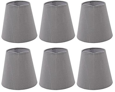 Lampenschirm Hängelampe Klein, Grau Lampenschirme, 6er-Set, klein, modern, die auf die Lampenschirme der Glühlampe aufgesteckt Werden, für Hängelampe Tischlampe Stehlampe Kronleuchter