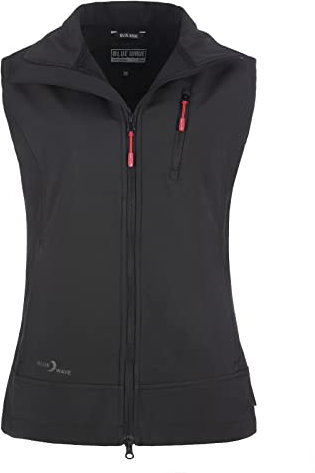 Blue Wave Damen Softshellweste Britt Unifarben - Outdoor-Weste Softshell Weste mit Stehkragen in Schwarz Größe 48