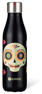 LES ARTISTES Paris A-4299 Bottle'Up, Thermos 500 ml, Gourde isotherme sans BPA, Réutilisable, Garde au chaud 12h et au froid 24h, Acier Inoxydable, Design Sugar Skull