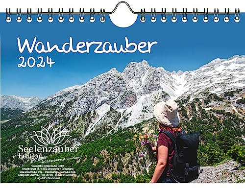 Wanderzauber DIN A5 Wandkalender für 2024 Berge und wandern - Geschenkset Inhalt: 1x Kalender, 1x Weihnachts- und 1x Grußkarte (insgesamt 3 Teile)