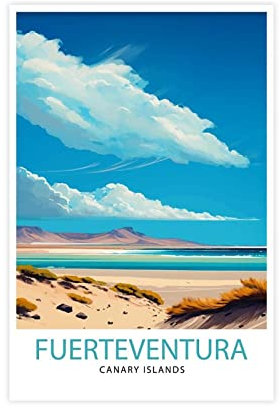 FISH DRAGATE Fuerteventura Kanarieninseln, Reise-Landschaft, Leinwand, Poster für Wohnzimmer, Büro, Heimdekoration, moderne Wandkunst, Geschenk, Rahmen, 30 x 45 cm