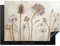 KitchenYeah© Herdabdeckplatte Einteilig Ceranfeld Abdeckplatte für Induktionsschutz Ceranfeldabdeckung Vinyl Herdabdeckplatten Blumen - Aquarell - Braun - Vintage - Pflanzen - 70x52 cm
