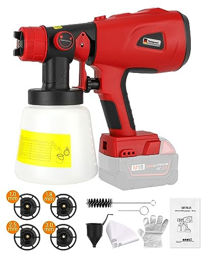 Pulverizador de pintura inalámbrico para Milwaukee M18 batería de 18 V, pistola pulverizadora de pintura HVLP de 200 W con motor sin escobillas para armarios, coches, paredes, muebles, pintura de casa