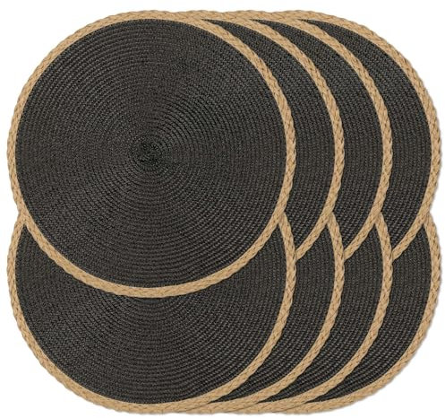 Noctiflorous Lot de 8 Sets de Table Ronds tressés - Lavables et résistants à la Chaleur - pour Table de Salle à Manger - Antidérapant - pour intérieur et extérieur - pour Thanksgiving, Noël, Pâques