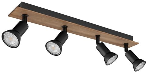 Globo Strahler - Braun - Schwarz - B 50 cm - Holz - Metall - 4-flammig