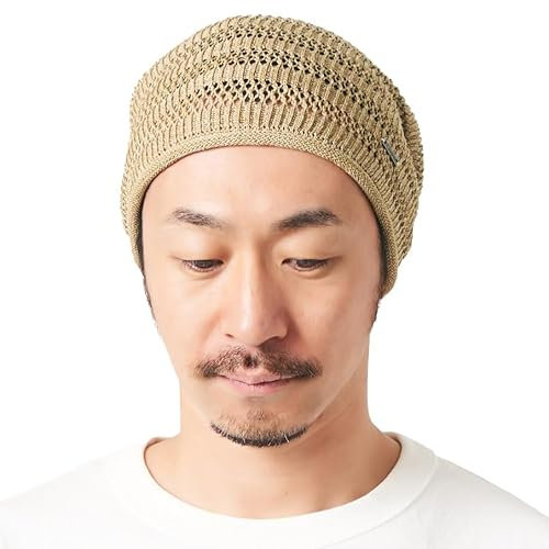 CHARM Damen Herren Leinen Mütze - Hipster Slouch Beanie Strick Hut Masche Japanische Mode Sommer Dunkelbeige