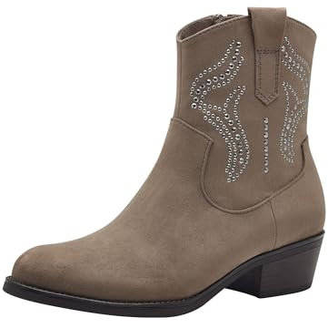 MARCO TOZZI Stivaletti da Donna con Zip e Slip 2-25323-43, Stivali Western, Pietra, 36 EU