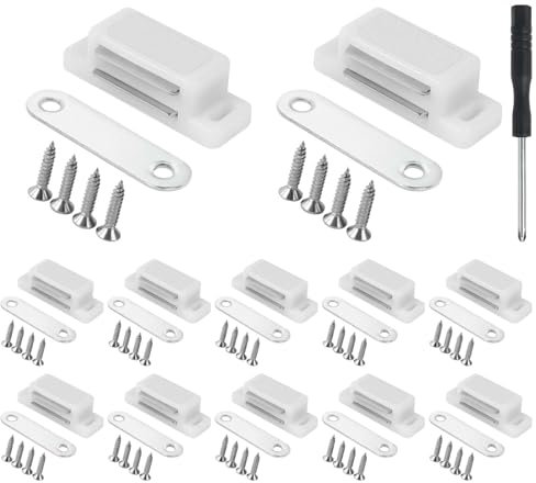 Ainiv Aimants D'armoire Loquet de Porte D'armoire, 12PCS Aimants D'armoire en Acier Inoxydable Puissants pour cuisine Salle de Bain Placard Armoire Fermetures de Placard Loquet Tiroir Porte D'armoire