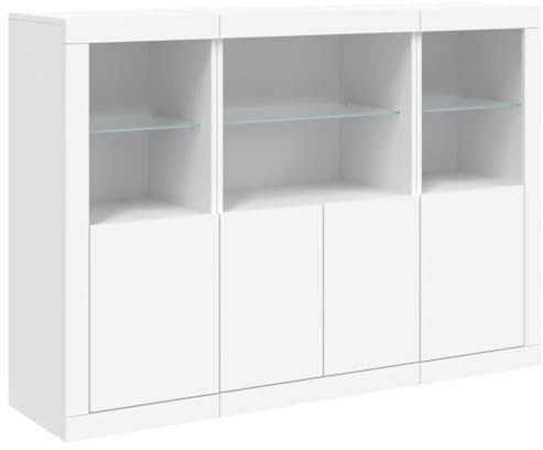 vidaXL Sideboards mit LED-Leuchten 3 STK. Weiß Holzwerkstoff