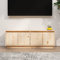 Gecheer Mobile TV, Legno di Pino, 3 Ante, 110x34x40 cm, Console TV, Soggiorno, Naturale/Grigio/Nero