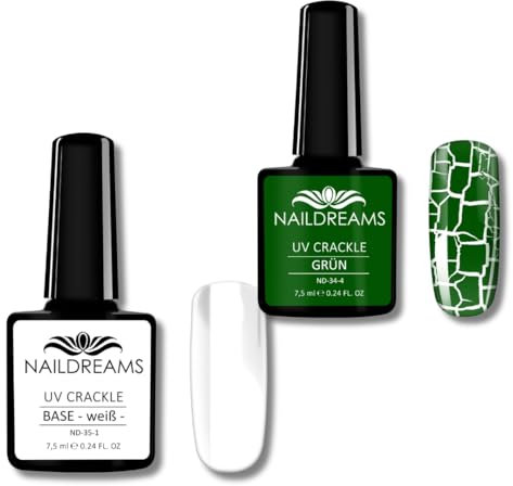 SNC NAILDREAMS UV Shellac Color Crackle Top, erhältlich in 6 Farben – Kreatives Finish für einzigartige Nageldesigns, Qualität Made in Germany (Grün)