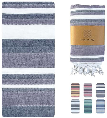 MOMOMUS Picknickdecke XXL für den Strand - Faltbar, Groß und Mit Fransen - Strandmatte/Stranddecke Sandfrei für Picknicks oder Leichte Campingdecke - Lila, 210x240 cm