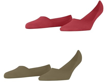 Burlington Damen Füßlinge Everyday Multipack W In Baumwolle unsichtbar einfarbig 2 Paar, Rot Coral Red 8542, 37-38