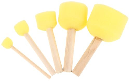 NUOBESTY 5pcs Sponge Sticks Wooden Paint Sponges for Craft Clay Pottery Shaping