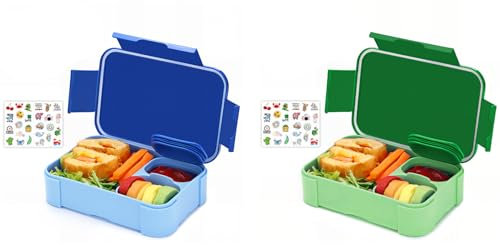 Bugucat Brotdose Kinder mit Fächern 2er Set,900ml Bento Box Kinder, Auslaufsicher Lunchbox, Jausenbox Brotbox für Erwachsene Kindergarten Schule Ausflüge, Mikrowelle/Spülmaschinenfest