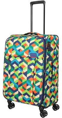 Travelite 4-Rad Koffer Größe M Weichschale, Gepäck Serie Campus mit Dehnfalte + Kantenschutz, Trolley im Multicolor Design, 65 cm, 60-72 Liter