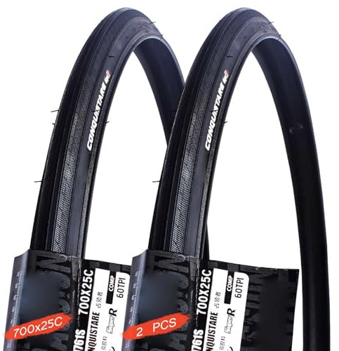 PFHKTO Juego de 2 neumáticos 700 25c Modelo Resistente al Desgaste 700 x 25c neumático sin pinchazos for Bicicleta de Carretera 700x25c 25-622 Cubierta for Ruedas Delanteras y traseras de Bicicleta