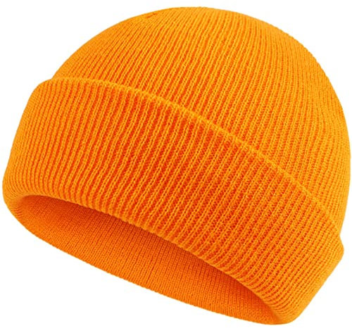 BOTCAM Für gestrickte Klassische Kleinkindermütze Winter Fischerhut Kinder Babypflege Babymütze Mit Schal Mädchen (Orange, One Size)