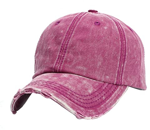 Unisex-Baseball-Denim, verstellbare Kappe, Gewaschene Splice-Mütze, lässige Lochvisiere Schirmmütze Mit Nackenschutz Männer (Wine, One Size)