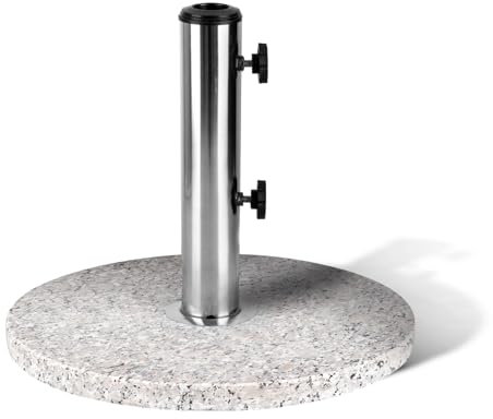 KEPLIN Parasol Base Stand 9kg – Heavy Duty Granite Patio Umbrella Holder for Garden, Outdoor Furniture, Canopy, Gazebo, Awning – Weather Resistant – Fits 45mm Pole (9kg, Granite)