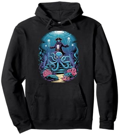 Santuario profondo dei pirati di Crystal Octopus Kraken Felpa con Cappuccio