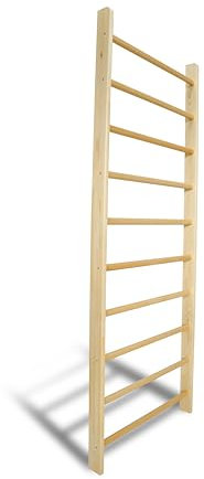 Sidesport - Gymnastik Sprossenwand aus Holz, Sport Kletterwand für Zuhause, bis 150 kg belastbar, Fitness Trainingswand für Kinder & Erwachsene, stabile Turnwand mit Zubehör (195cm) x90cm