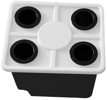 F Fityle Hydroponischer Eimer, Tiefe Wasserkultur, multifunktionales Tablett, Hydroponik-Pflanzgefäß, Blumentopf für Tomaten, Gewächshaus, Blumen, Schwarz mit 4-Loch-Deckel