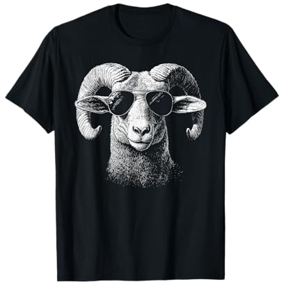 Retro Ram in Sonnenbrille Herren Damen Kinder Neuheit Lustig Ram T-Shirt