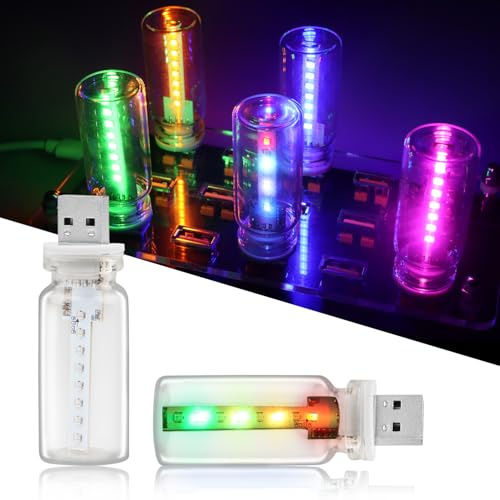 GSOWO 2 Stück 10 in 1 Retro Autolampen, USB Led Innenbeleuchtung mit Touch und dimmbar, 10 Modi & 7 Farben Mini Innenraumbeleuchtung Birne für Camping, Feiertagsdekoration, Partys, Schlafzimmer