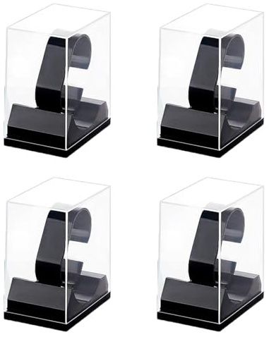 Lansls 4 Stück Uhrenständer Acryl Uhrenhalter Transparenter Uhren Halterung Uhren Ausstellungsstand Halter Armbandständer Acryl Uhren-Stand, Für Uhr Oder Armband, Uhrendisplay (Schwarz)