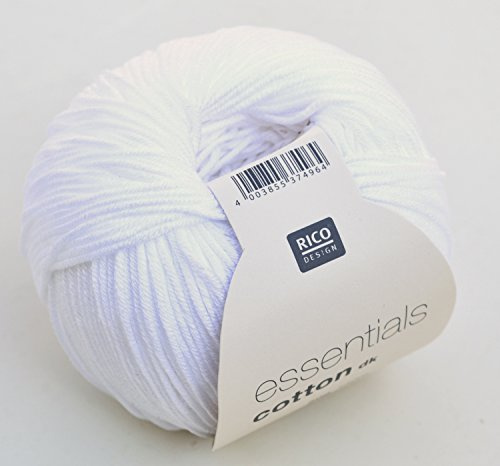 Rico Essentials Cotton DK Farbe 80 - Weiß Baumwollgarn zum Stricken Und Häkeln