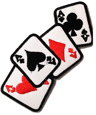 Catch the Patch Asse Poker Karten Biker - (Größe: 11 x 5 cm) – Stickpatch – Ideal für Kutte, Rockerjacke, Jeansweste, Kleidung & Accessoires – Robuster Patch für Erwachsene