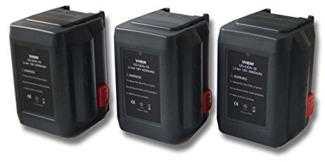 vhbw 3X Akku kompatibel mit Gardena Heckenschere EasyCut Li-18/50 (8877-20) Grasschere, Strauchschere (4000mAh, 18V, Li-Ion)