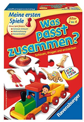 Ravensburger 21402 - was passt zusammen? - Puzzelspiel für Kinder, Bildpaare zuordnen für 1-4 Spieler ab 2 Jahren