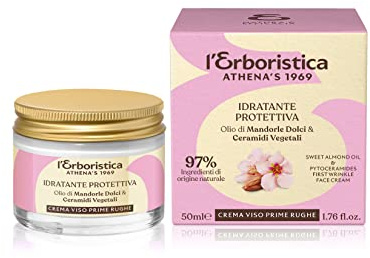 L'Erboristica Athena's - Anti-Falten Gesichtscreme - Feuchtigkeitsspendende Gesichtscreme - Hyaluronsäure Gesicht mit Süßmandelöl - 50 ml