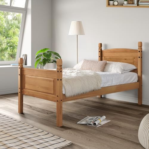 Mercers Furniture Corona Bed Frame Single 3'0 High End Solid Pine Bedroom Wooden Wood Childrens Spare Mexican Style 116cm High 101cm Wide 201cm Deep
