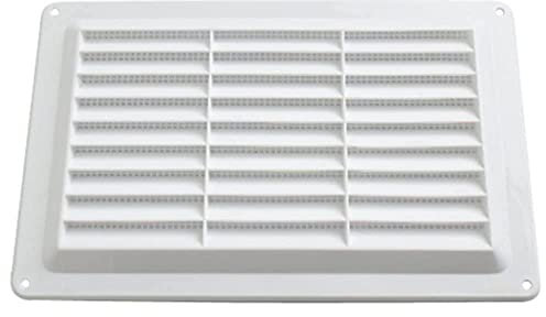 Merriway BH01158 9 x 6 inch Fixed Louvre Air Vent Grille with Flyscreen (Overall Vent Size: 257 x 163mm), White Plastic