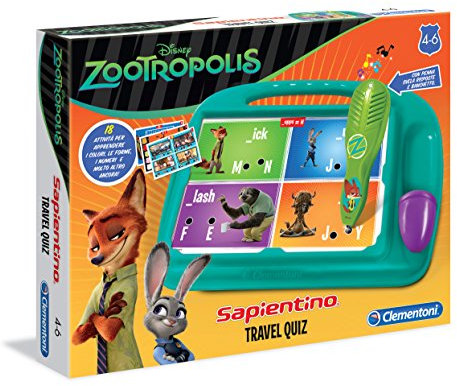Clementoni Travel Quiz – Jeu de Voyage (Version Italienne) Zootopie Coloris Assortis