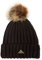 Braune Winter Mütze mit Fellbommel Damen Herren Bommelmütze Damen braun BOMBOLEO feine schöne Damenmütze mit abnehmbaren Bommel Wintermütze Damen braun Strickmütze Damen dunkel braun Wollmütze Strick